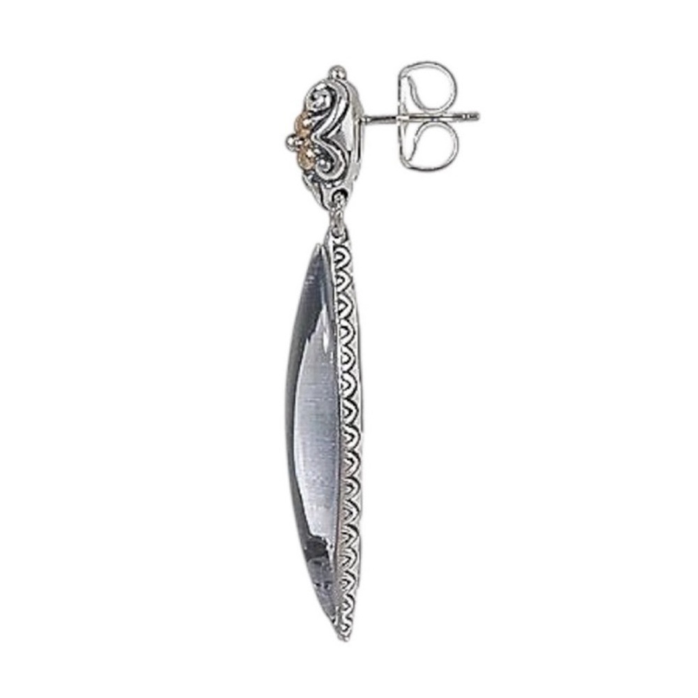 Barbara Bixby 18k Gold Sterling Silver Floral Elongated Dangle Earrings View 3